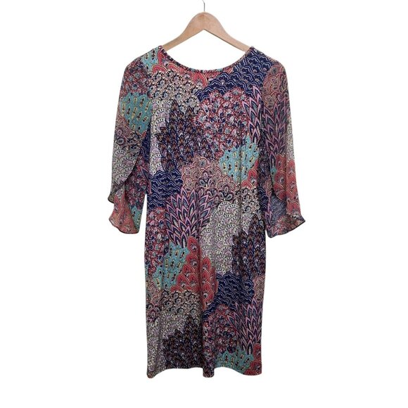 Cleo Multicolor Imari Pattern Long Tulip Flowy Sleeve Dress Size XS - Picture 2 of 3